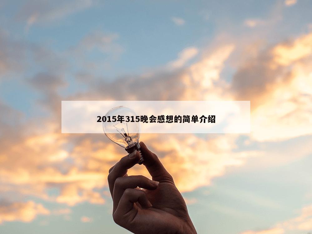 2015年315晚会感想的简单介绍